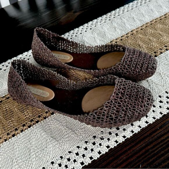 Melissa + Campana Brown Glitter Jelly Sandal Flat - Picture 1 of 7
